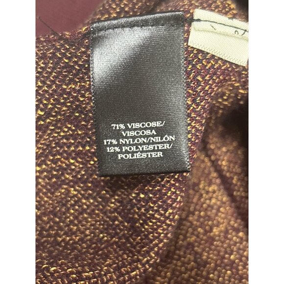 Dark academia Ann Taylor Petite Burgundy Patterned Button-Front Cardigan Sweater - Picture 6 of 8